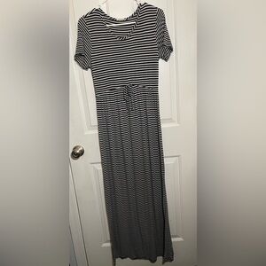 Black and White Striped Maxi Dress